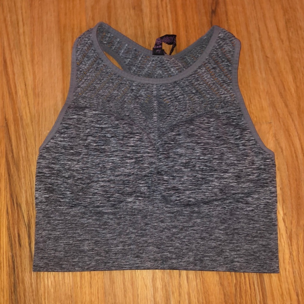 Marled gray sports bra